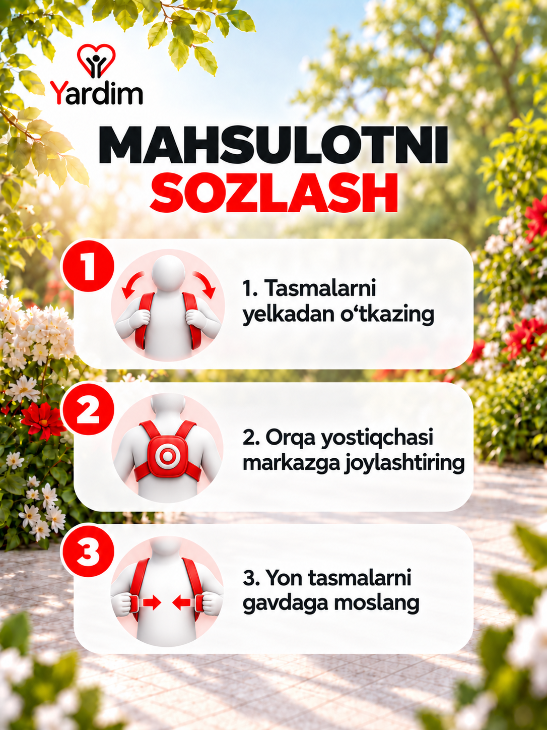 Kattalar uchun tekis qomat uchun yelka kamari, Y-10003 modeli