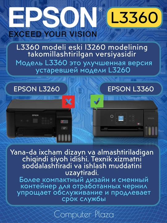 Epson L3360 Wi-Fi rangli printer skaneri