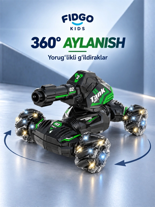 Suv o'qlari bilan radio boshqariladigan drift tanki