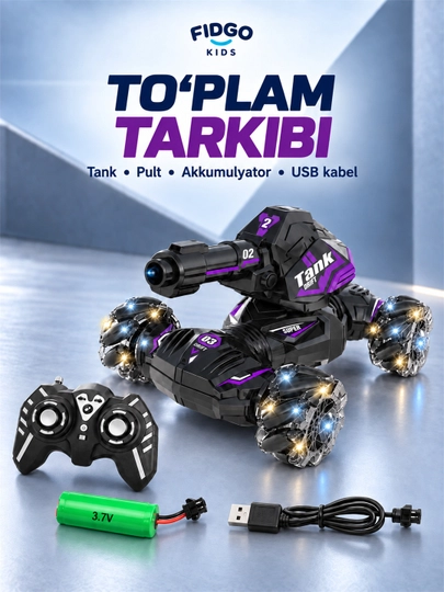 Suv o'qlari bilan radio boshqariladigan drift tanki
