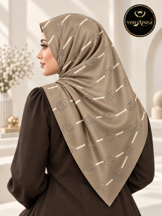 Ayollar uchun atlas ro‘mol 90×90 sm, naqshli bosh ro‘mol, hijob aksessuari