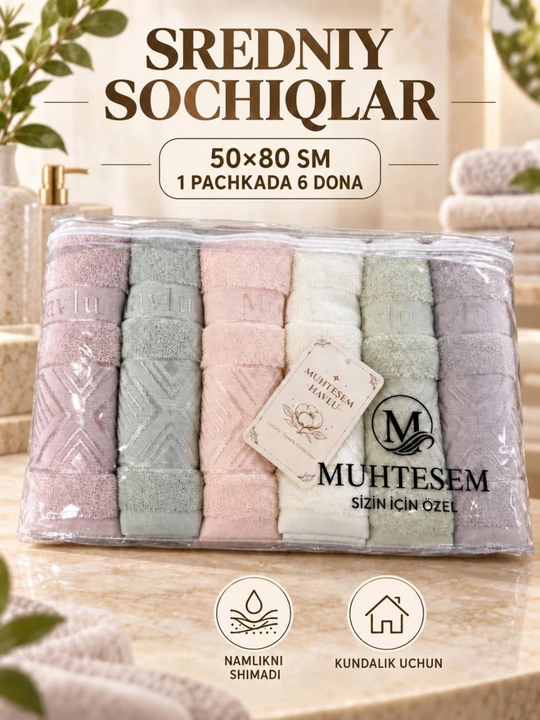 Muhtesem banniy va sredniy sochiqlar to‘plami, 70×130 va 50×80 sm, 12 dona