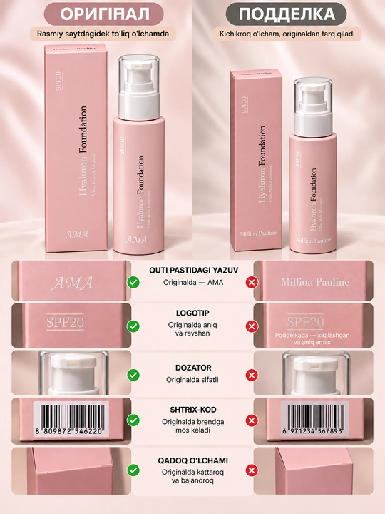 AMA Foundation SPF20 — тональный крем для лица, лёгкий тональный крем, увлажняющий