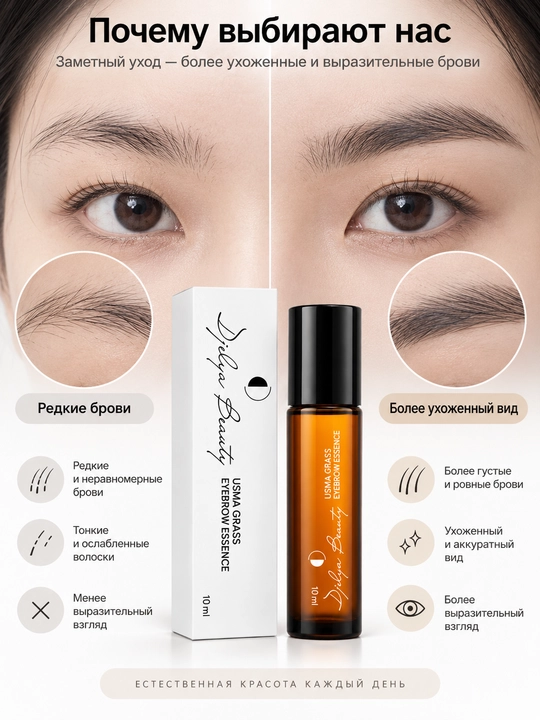 Сыворотка для роста бровей Dilya Beauty с усьмой, роликовая