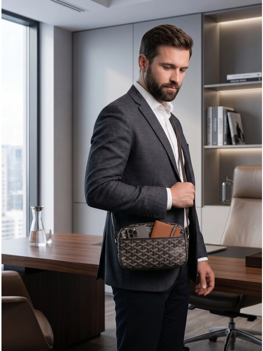 Erkaklar uchun barsetka, GOYARD eko-charmdan, yelkama
