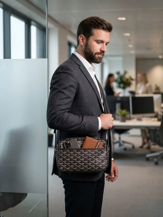 Erkaklar uchun barsetka, GOYARD eko-charmdan, yelkama