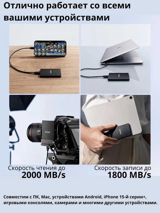 Lexar SL500 Magnetic Внешний Твердотельный Накопитель SSD