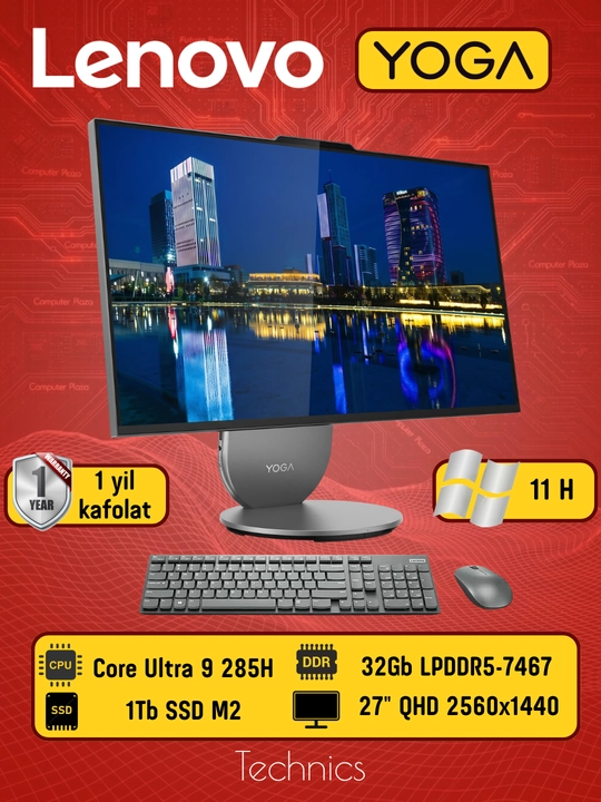 Моноблок Lenovo Yoga 27" Intel Core Ultra 9 285H 32Gb 1Tb Win 11 - 