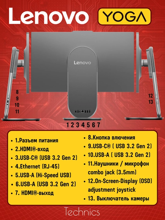 Моноблок Lenovo Yoga 27" Intel Core Ultra 9 285H 32Gb 1Tb Win 11