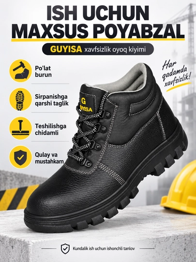 Kuzgi va demisezon himoya ish poyabzali, temir burunli, teshib o'tmas, Guyisa - 