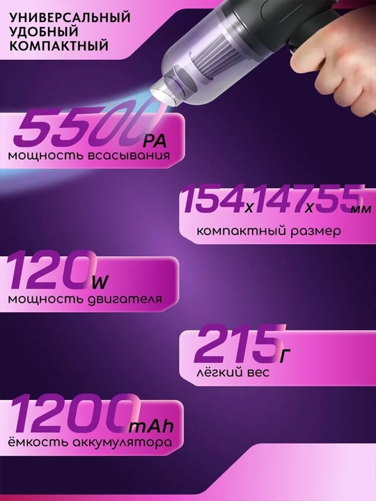 Vacuum Cleaner 2 in 1 portativ changyutgich va havo puflagich 5500 Pa