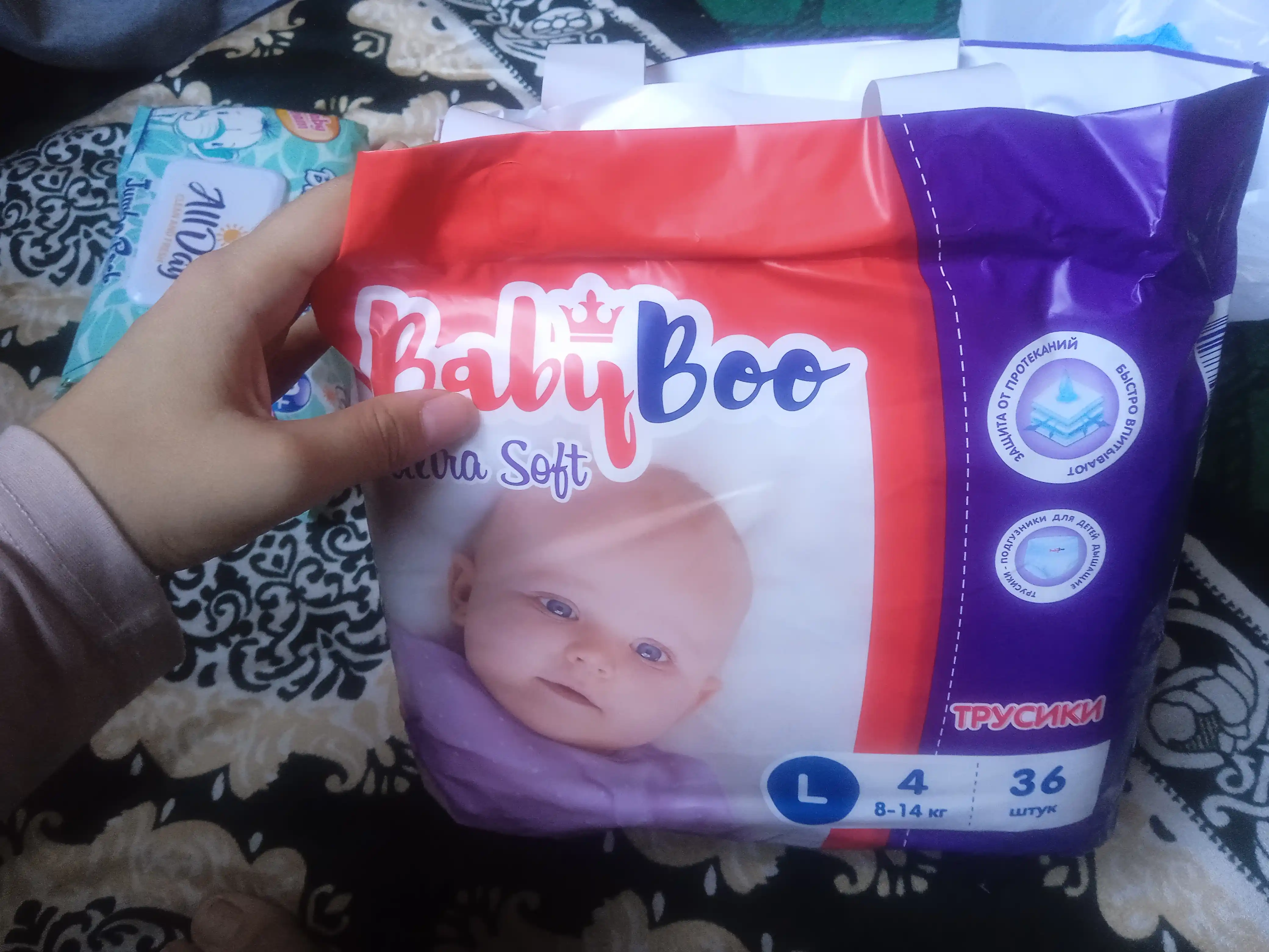 Bolalar trusik tagliklari BabyBoo UltraSoft  №4, 8-14 kg, 36 ta dona
