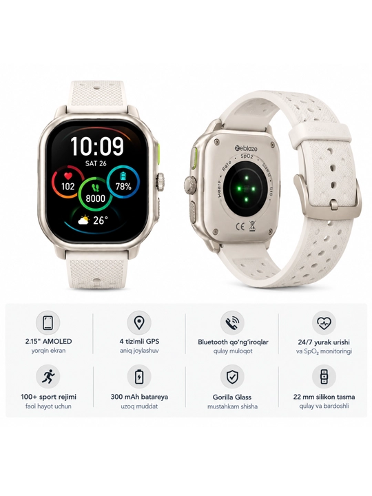 Zeblaze Beyond 3 Pro aqlli soati - Bluetooth qo‘ng‘iroqlari, yurak urishi va uyqu monitoringi, fitnes treker
