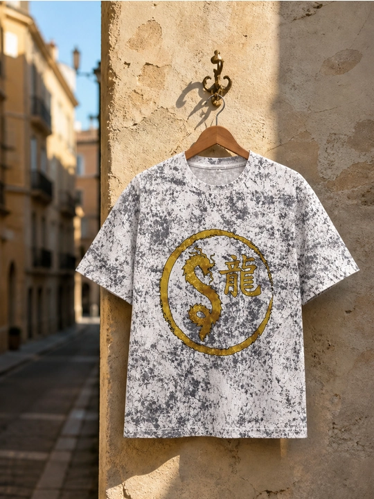 Ayollar uchun Xitoy burji ajdarhosi printli oversayz futbolka, 100% paxta