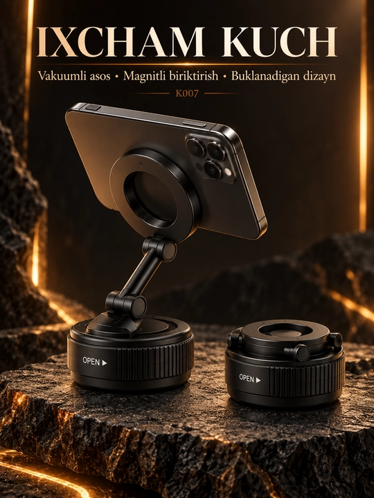 Smartfon uchun magnitli buklanadigan telefon tutqichi, stol va avtomobil uchun