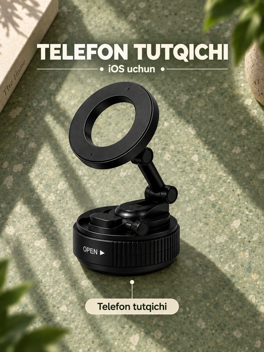 Smartfon uchun magnitli buklanadigan telefon tutqichi, stol va avtomobil uchun - 
