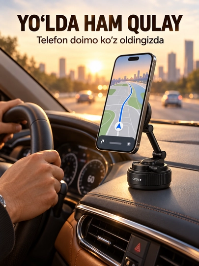 Smartfon uchun magnitli buklanadigan telefon tutqichi, stol va avtomobil uchun