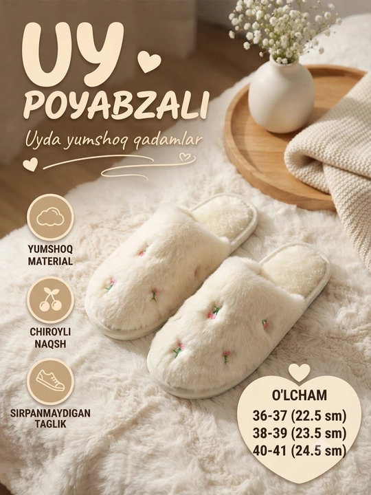 Ayollar uchun yumshoq issiq uy shippaklari 36-41 - 