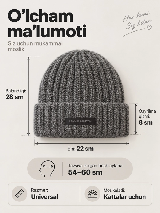 Ayollar uchun qishki trikotaj shapka, issiq, yumshoq, universal o‘lcham