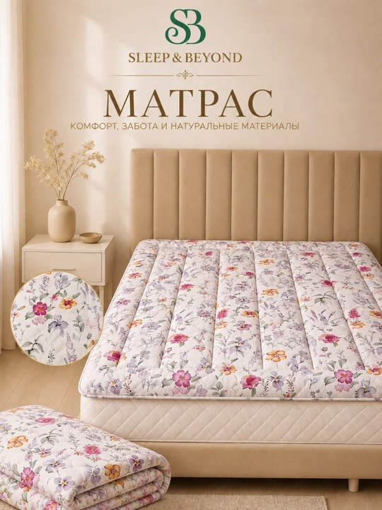 Sleep&Beyond Organik merinos junli matras, organik paxta 180x200/200x200 - 
