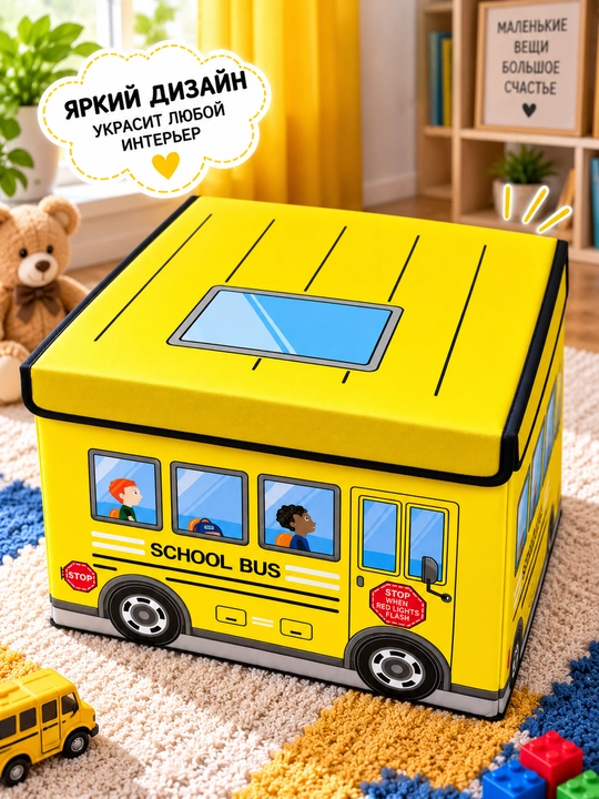 Детский короб для хранения игрушек — School Bus