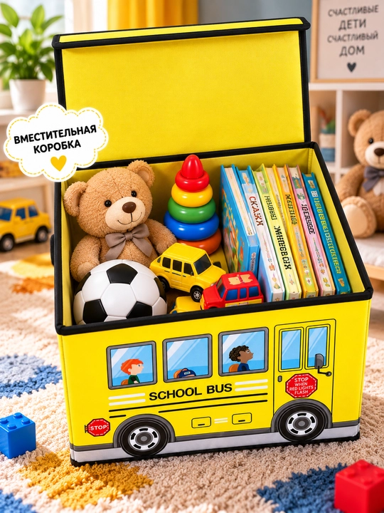 Детский короб для хранения игрушек — School Bus