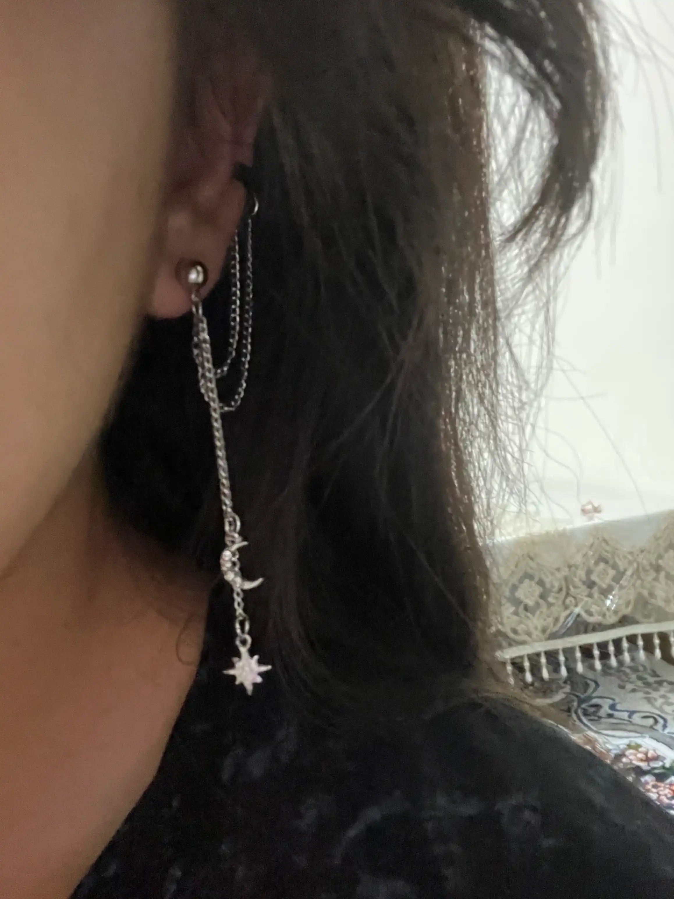 Серьга кафф на ухо с цепочкой, 1 шт комплект, серьги