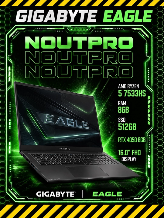 Ноутбук GIGABYTE EAGLE AMD Ryzen 5 7533HS RAM 8GB SSD 512GB RTX 4050 6 GB 16.0 FHD Display - 