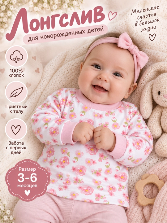Лонгслив для новорожденных детей