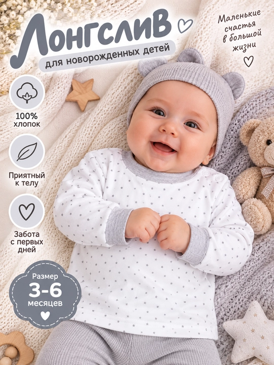 Лонгслив для новорожденных детей