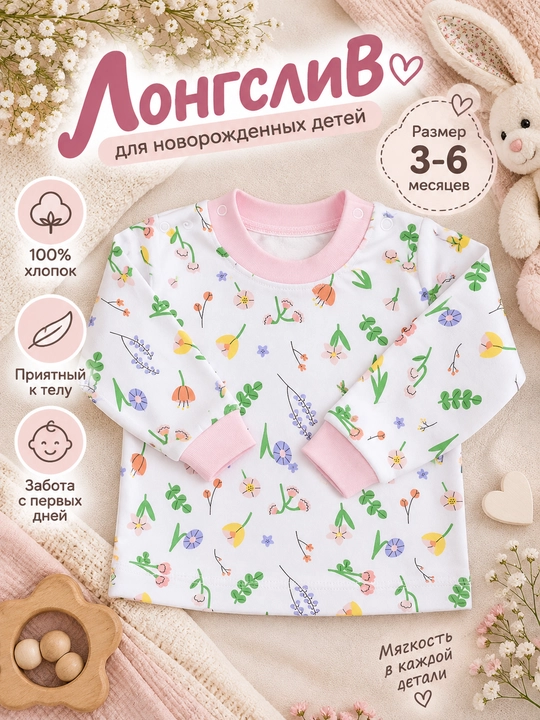 Лонгслив для новорожденных детей - 