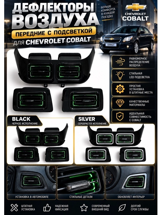 Tuning Cobalt uchun karnay va tugmalar nakladkasi. Eshik kartasi obshivka, havo deflektori - 