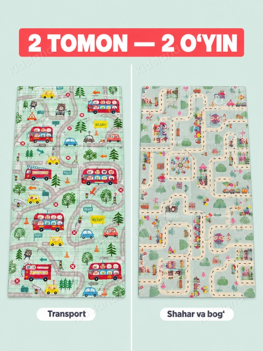 Bolalar uchun yig'iladigan ikki tomonlama termal gilamcha, 2 * 1.8 metr, kod 02245
