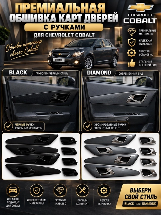Tuning Cobalt uchun karnay va tugmalar nakladkasi. Eshik kartasi obshivka, havo deflektori - 
