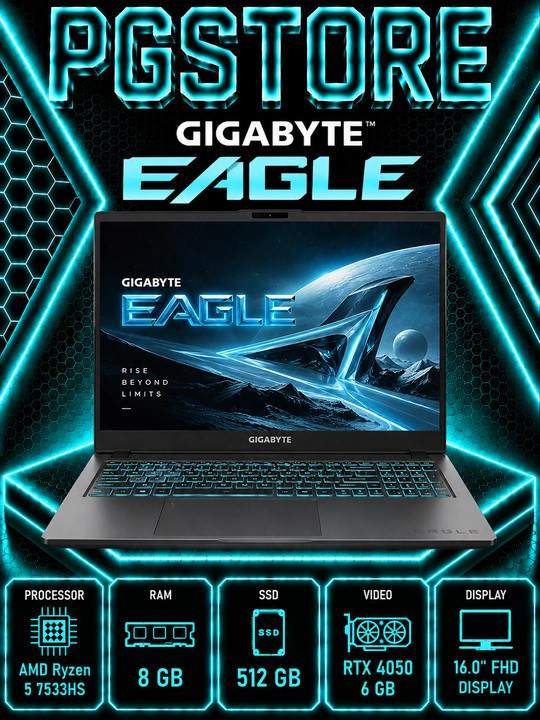 Ноутбук GIGABYTE EAGLE AMD Ryzen 5 7533HS RAM 8GB SSD 512GB RTX 4050 6 GB 16.0 FHD Display - 