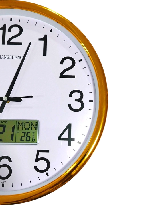 "Changsheng" elektron ekranli devor soati, termometr va kalendar bilan, diametri 40 sm