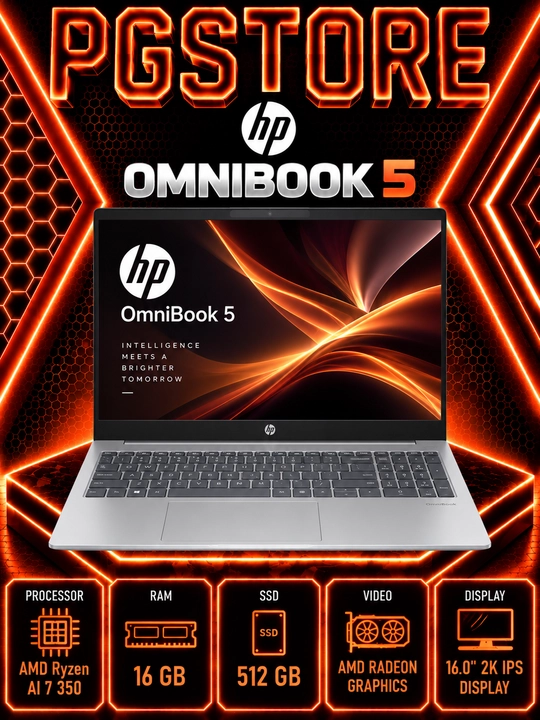 Ноутбук HP OmniBook 5 AMD Ryzen™ AI 7 350 RAM 16GB SSD 512GB 16.0″ 2K IPS - 