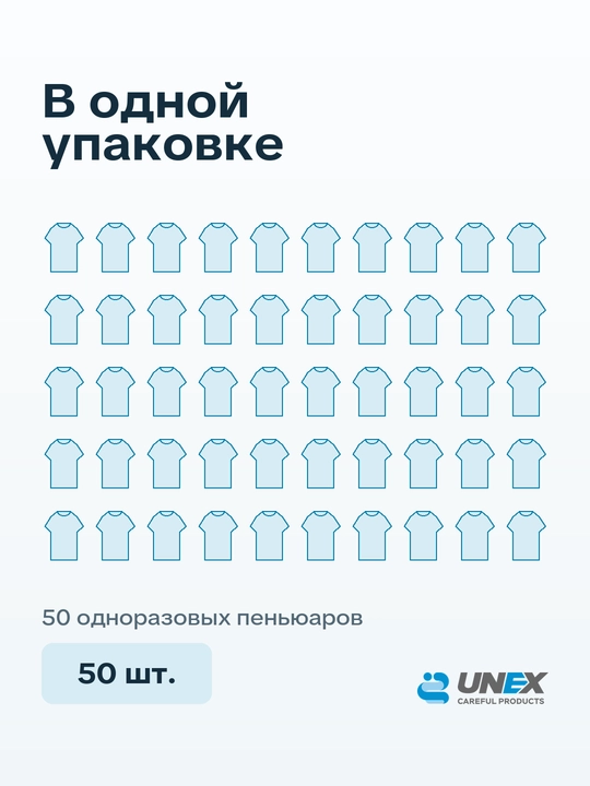 Bir martalik polietilen penuarlar ko‘k UNEX Careful Products 50 dona