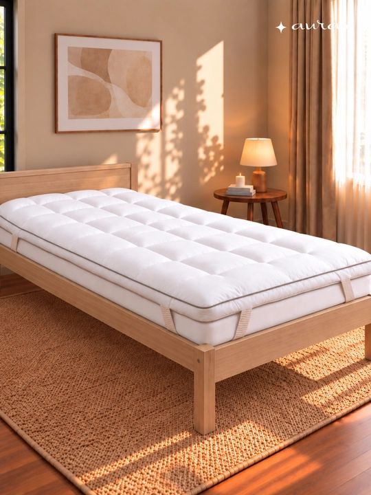 AURAS Soft Cloud Topper – Yumshoq matras himoyasi, rezinali, nafas oluvchi mato