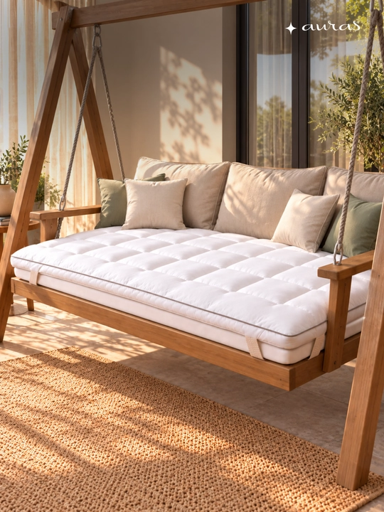 AURAS Soft Cloud Topper – Yumshoq matras himoyasi, rezinali, nafas oluvchi mato