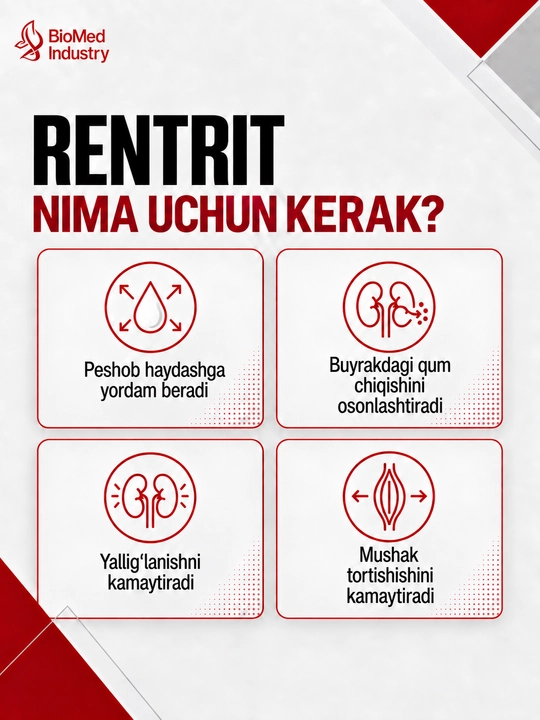 Rentrit® — Tabiiy siydik haydovchi vosita 60 ta tabletka