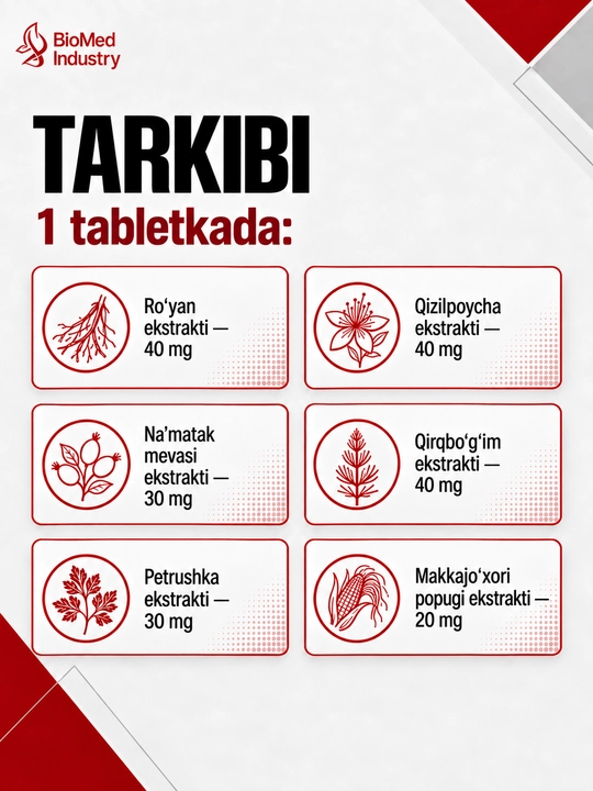 Rentrit® — Tabiiy siydik haydovchi vosita 60 ta tabletka