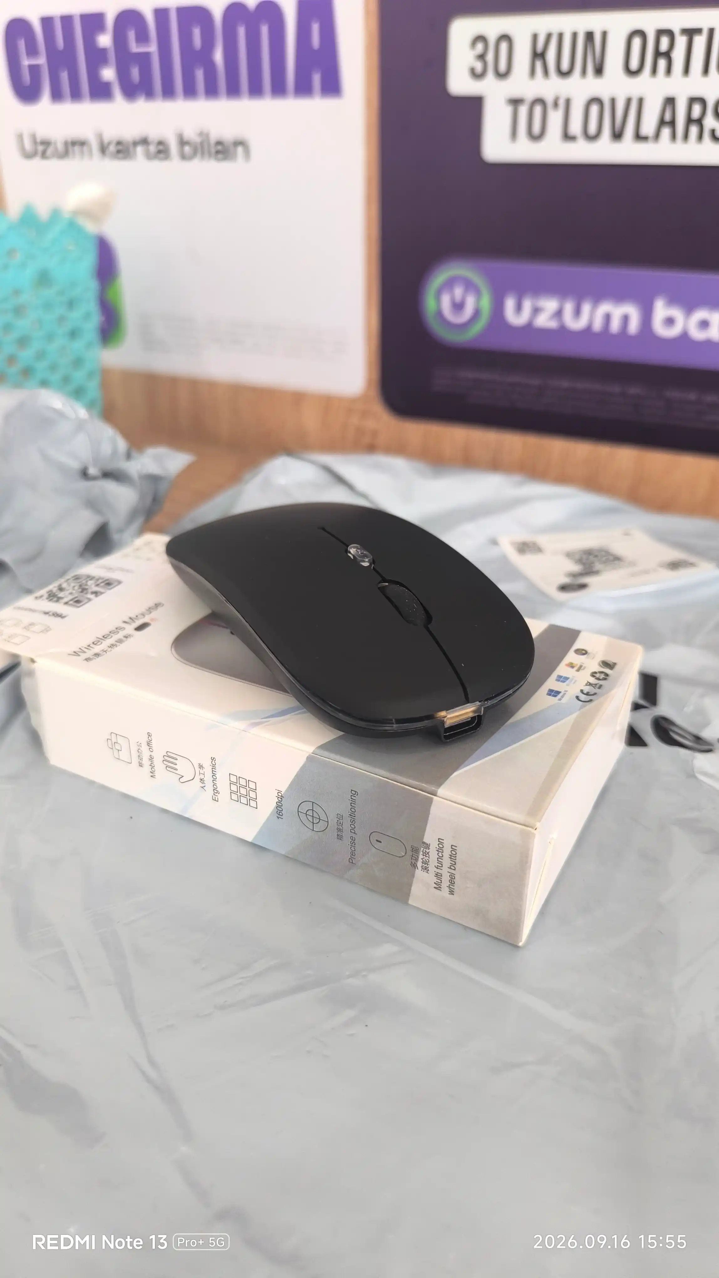 Sichqoncha Bluetooth simsiz tovushsiz Type-c zaryadka 2 rejimda ishlaydigan