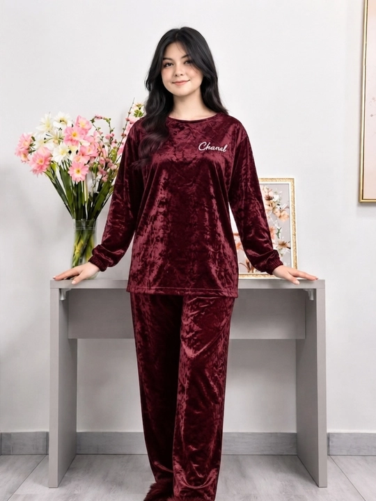 Ayollar kiyimi, velur, ikki qismli to‘plam, kostyum, uy kiyimi, qishki - 