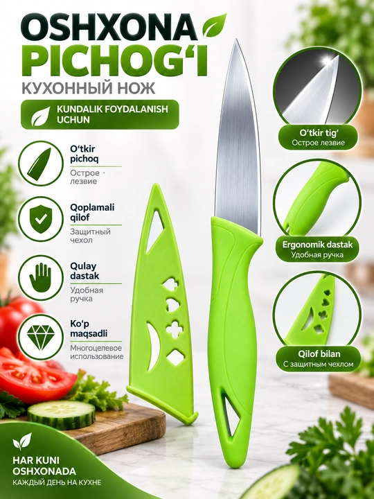 Oshxona pichog'i, osh pichoq, sabzavot pichog'i, meva pichoq, qoplamali pichoq - 