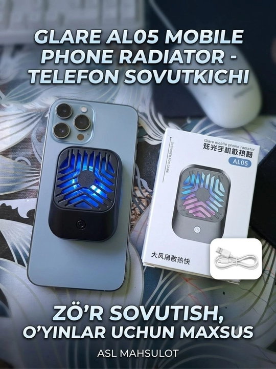 Telefon sovutgichi, AL05 radiatori, smartfon sovutgichi, o‘yin sovutgichi, RGB ventilyatori