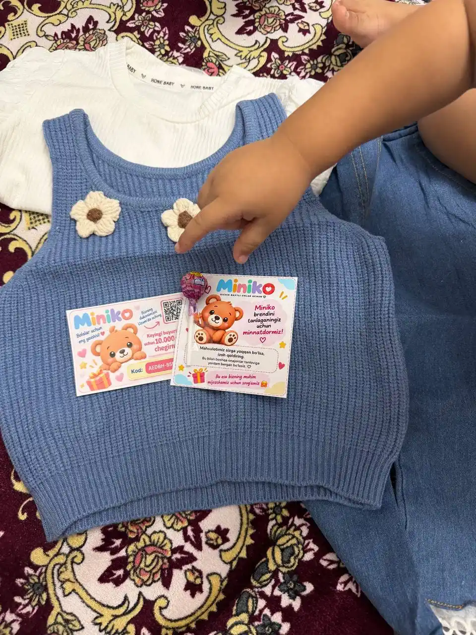 Тройка для девочки, кофта, жилетка и джинсовые брюки, 2–6 лет