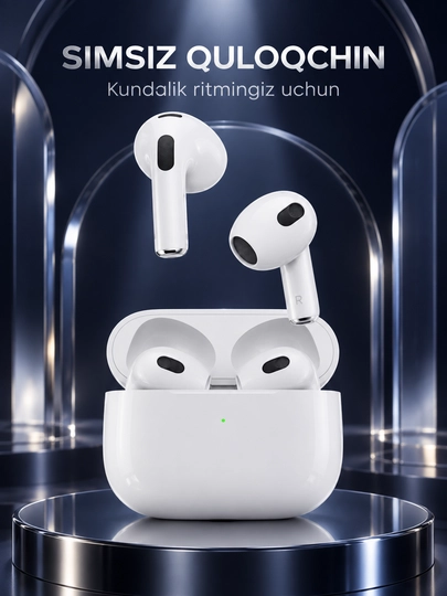 Simsiz Bluetooth quloqchinlar, vakuumli va vakuumsiz, quvvatlash qutisi bilan