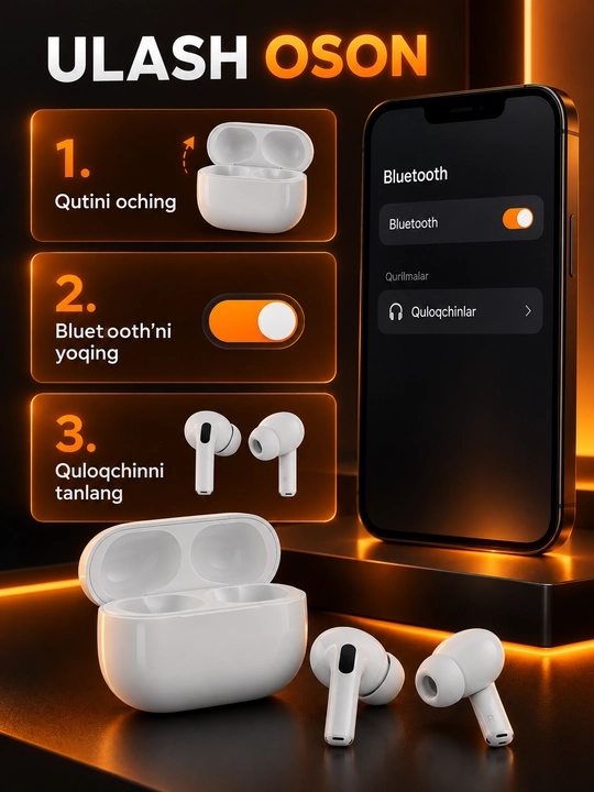 Simsiz Bluetooth quloqchinlar, vakuumli va vakuumsiz, quvvatlash qutisi bilan