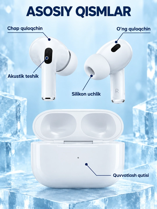 Simsiz Bluetooth quloqchinlar, vakuumli va vakuumsiz, quvvatlash qutisi bilan